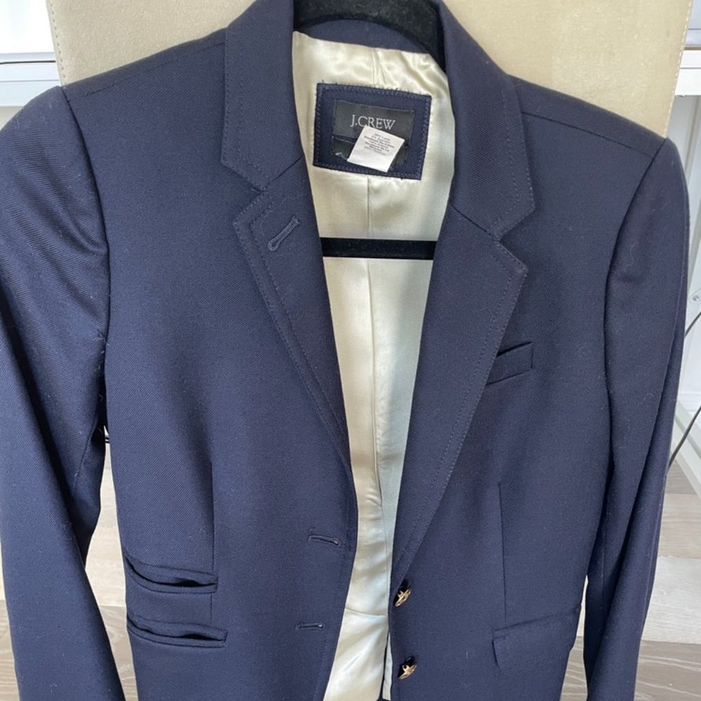 Classic blue wool flannel blazer size 0 by J Crew